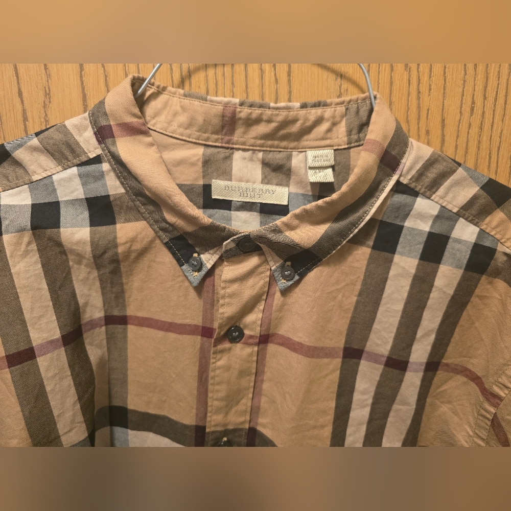 Burberry Brit Men's Beige Vintage Check Button Down Shirt XXL EUC - Picture 15 of 15